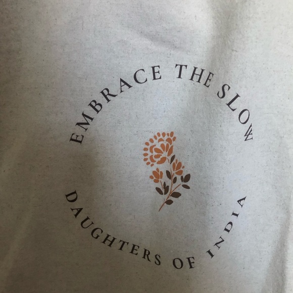 Daughters of India Boho Cream Cotton Tote Bag With Logo - Picture 4 of 4
